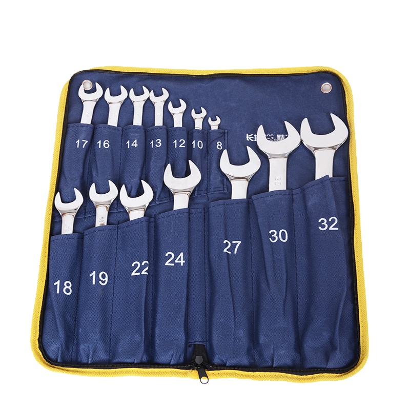 长城精工公制平板两用扳手组套开口梅花扳手组套14件320214 8-32 1套