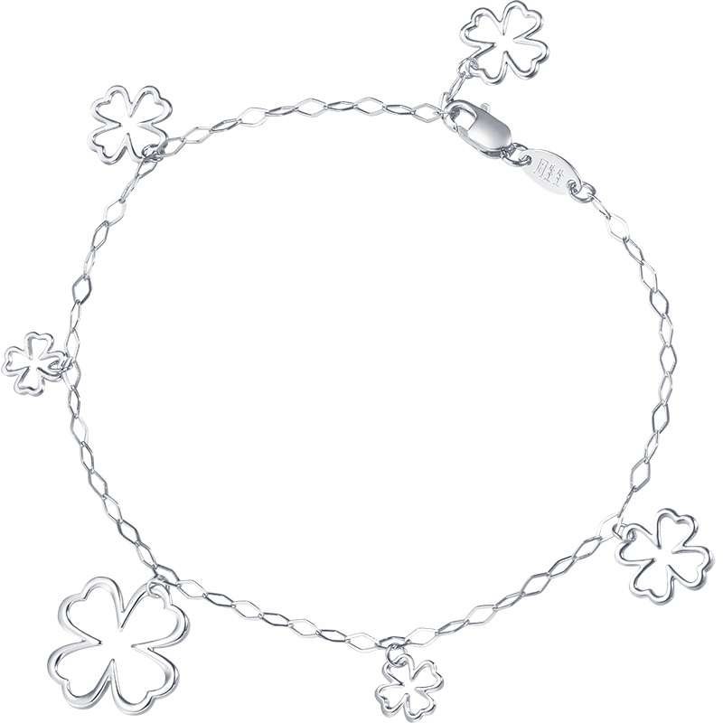 周生生(CHOW SANG SANG)Pt950心影四叶铂金手链定价