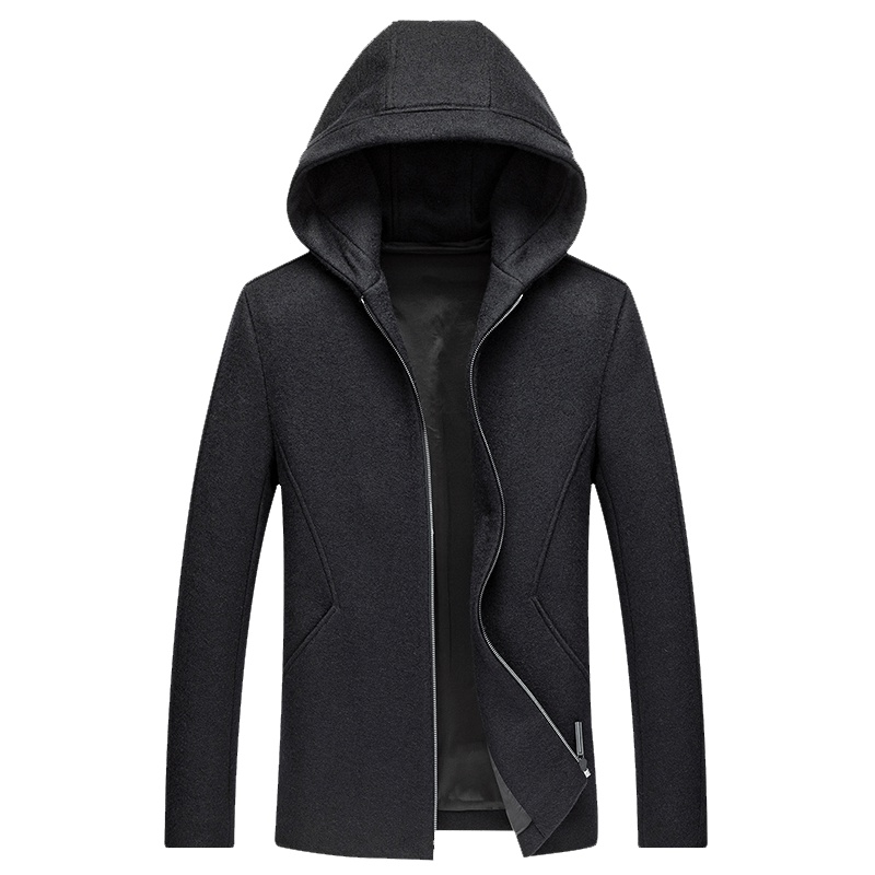 雪中飞2019新品秋冬季毛呢大衣男时尚连帽潮流个性外套风衣男装