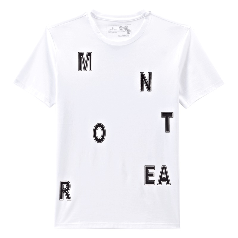 蒙蒂埃莫简洁街头风字母印花圆领短袖棉质修身版T恤