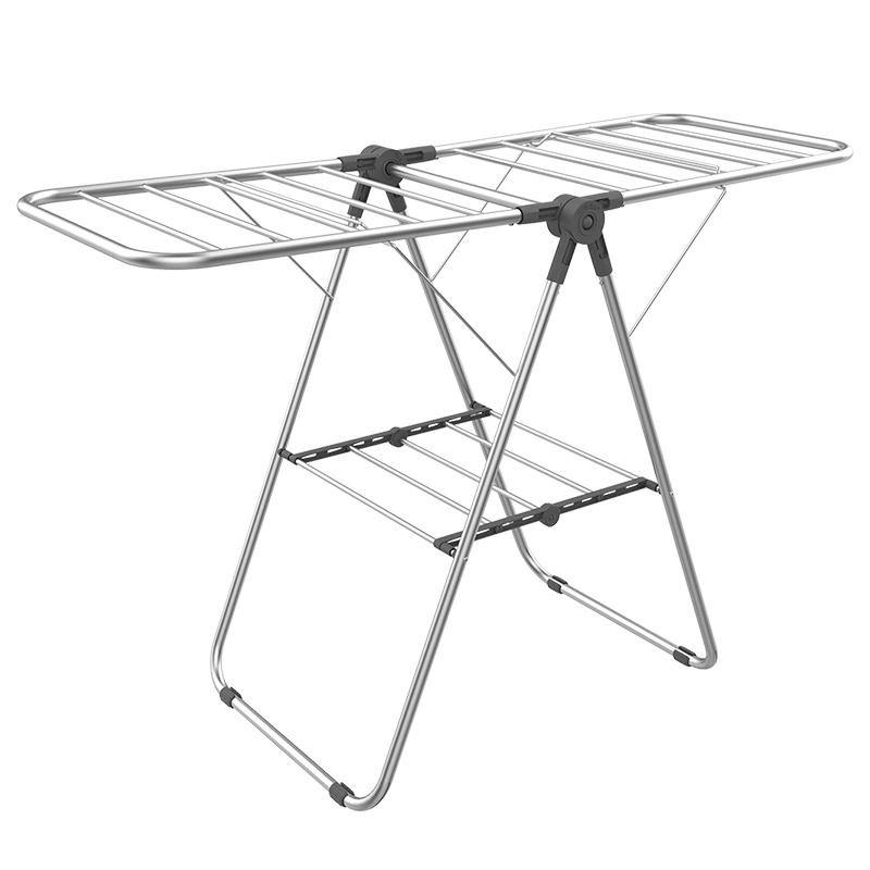 欧润哲 晾衣架落地衣架晒衣架折叠室内凉衣杆阳台晒被架铝合金加厚晾晒架晒衣服架翼型婴儿尿布架 120cm