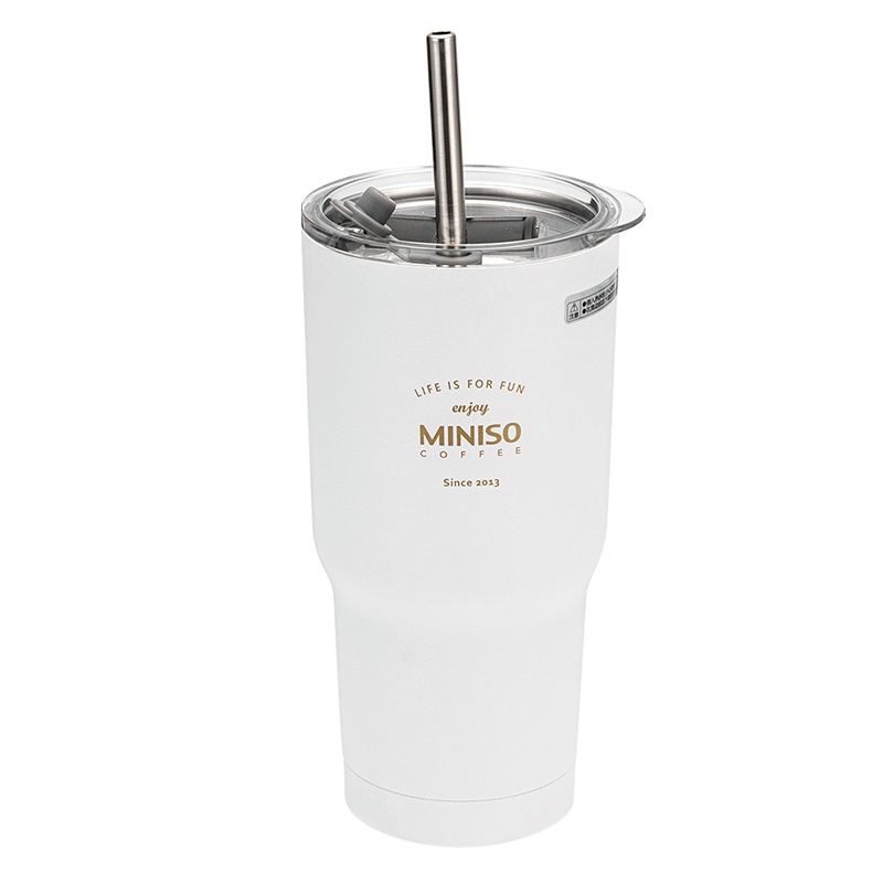 名创优品 (miniso) 经典黑白系列茶具-钢杯580mL(白色)简约风范大容量便携