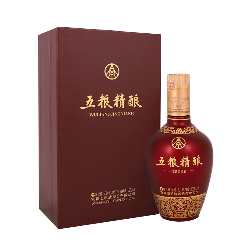 五粮液股份公司出品 五粮精酿 52度 500ml*6瓶 整箱装 浓香型白酒(普装版)