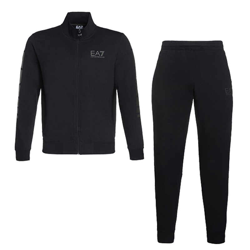 EMPORIO ARMANI EA.7阿玛尼男士黑色深蓝色棉质拉链卫衣运动裤套装轻奢品6XPV59PJ05Z 特价