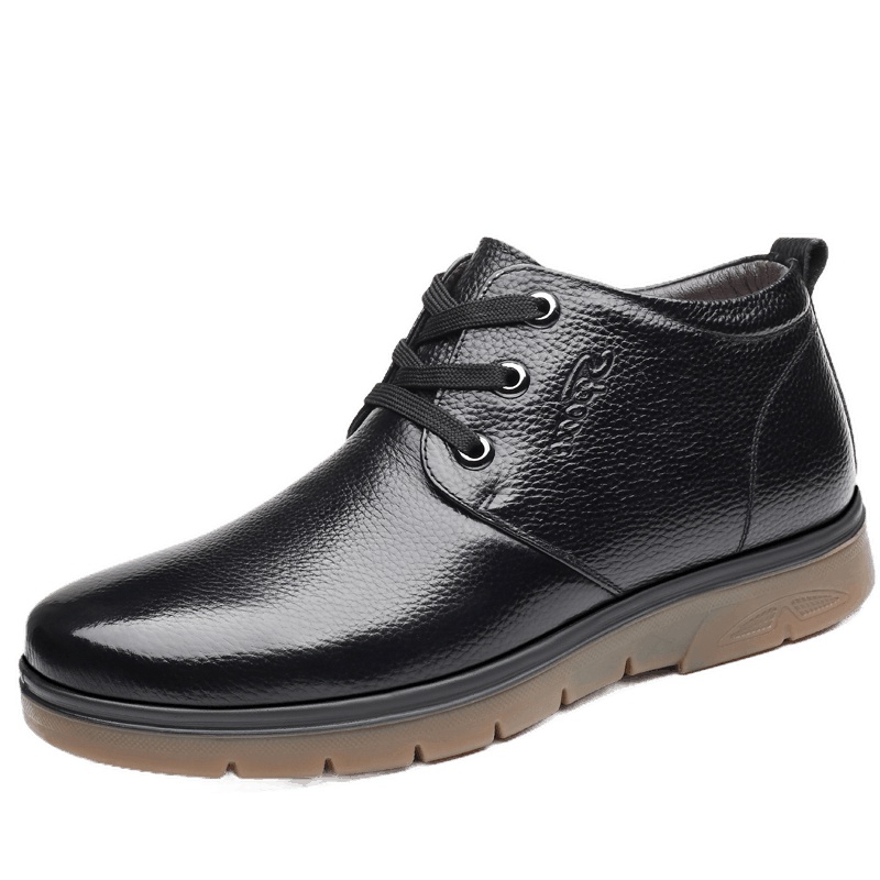 策乐(cele)男靴头层牛皮皮靴男真皮雪地靴羊毛内里男士休闲皮鞋高帮男鞋BC-6999