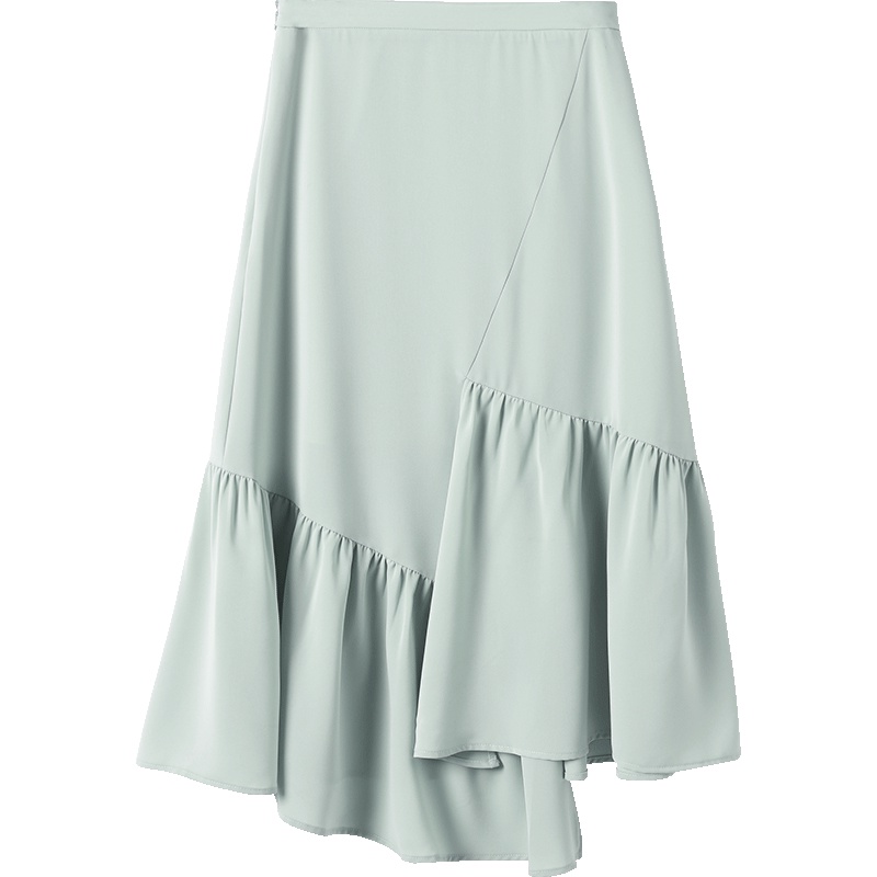 OSA欧莎雪纺半身裙2019新款夏不规则中长款a字裙女高腰鱼尾裙