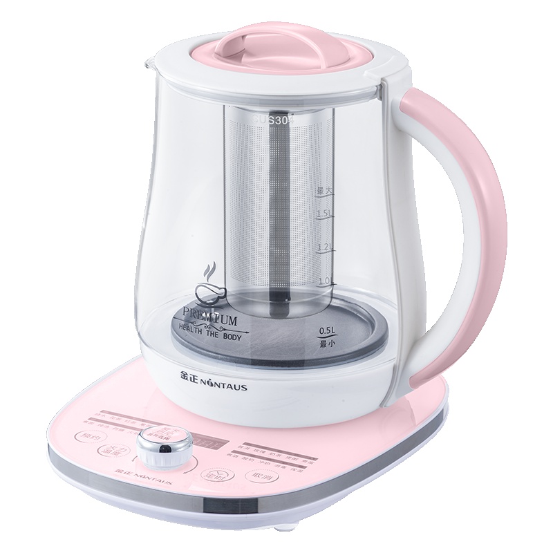 金正(NiNTAUS)养生壶1.8L旋扭智控 20大功能 加厚高硼硅玻璃 煮茶壶煎药壶电热水壶JZW-18Y09(粉色)
