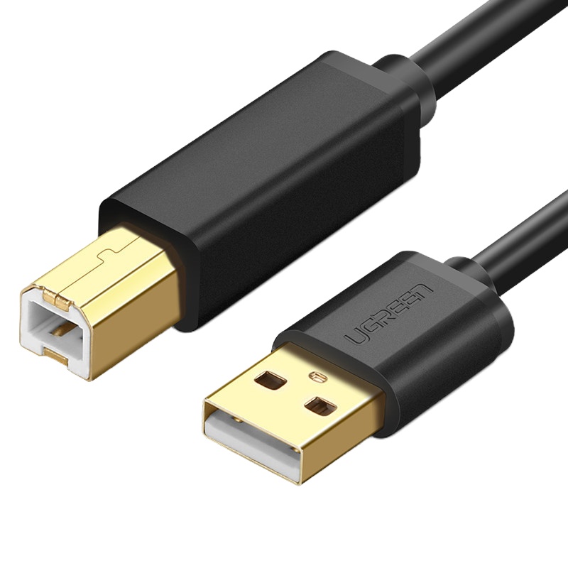 绿联(UGREEN)USB2.0高速打印机线 AM/BM 通用惠普HP佳能爱普生打印机连接线3米 黑10351