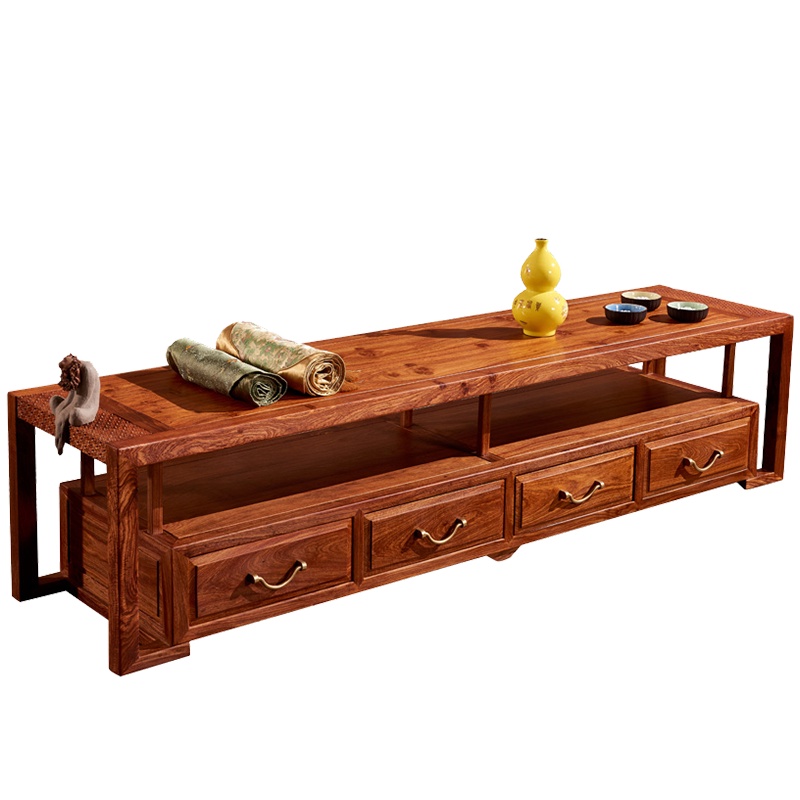 周家庄 红木家具非洲花梨(学名:刺猬紫檀)实木地柜新中式电视柜置物柜客厅电器柜