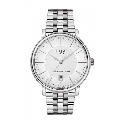 [黄晓明同款]天梭(TISSOT)瑞士手表 商务休闲百搭卡森臻我系列钢带男士机械表 T122.407.11.031.00
