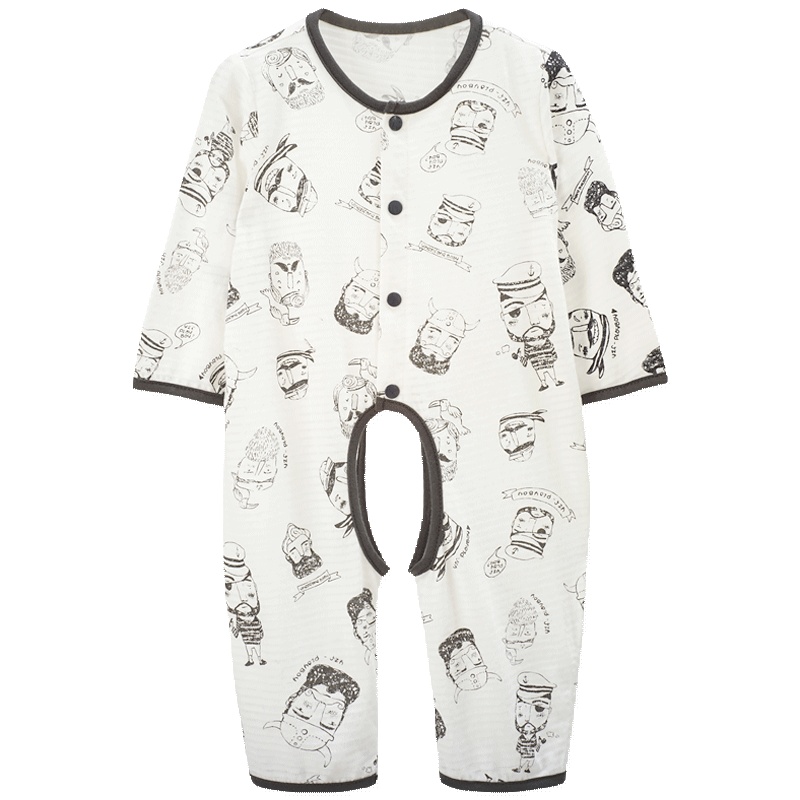 苏宁自营 婴姿坊 童装夏季新品休闲家居服卡通印花0-3岁宝宝挖裆男童连体衣50-90cm 1-2岁