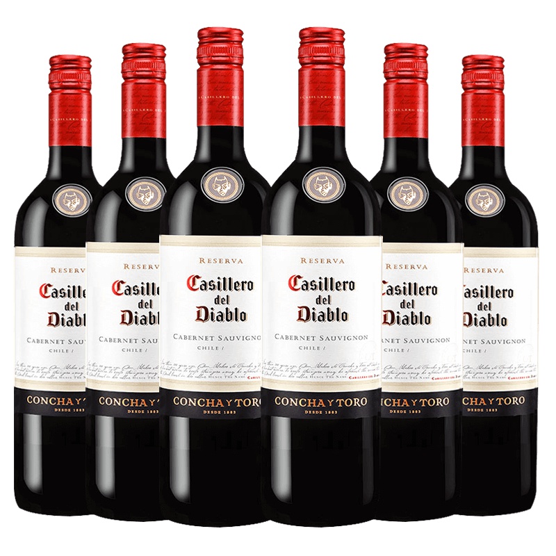 智利原瓶进口干红 Casillero del Diable 干露红魔鬼卡本妮苏维翁红葡萄酒 750ml*6 整箱装