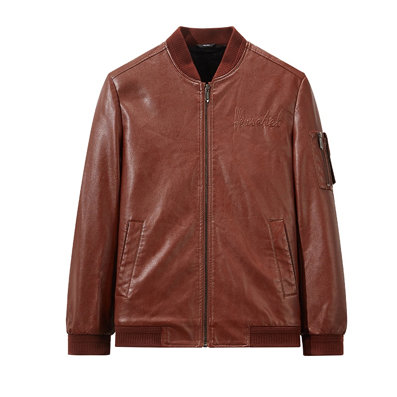 花花公子中青年修身皮衣外套机车服男士潮流金属拉链短裤皮夹克