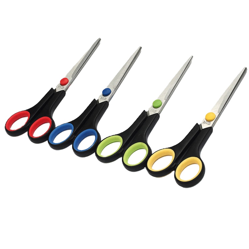 晨光文具(M&G)ASS91306 174mm剪刀 人体力学设计剪刀 裁纸剪刀 手工剪刀 颜色随机 3个装