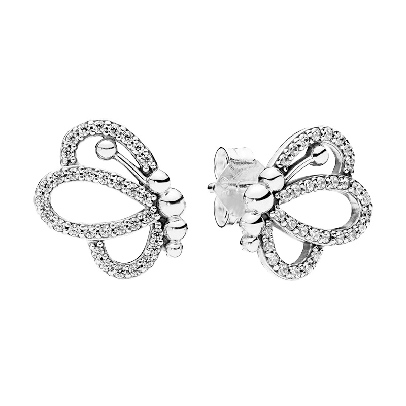 PANDORA潘多拉 925银耳钉飞舞蝴蝶个性时尚耳饰 297912CZ