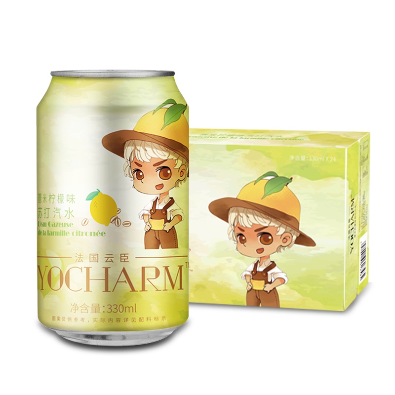 云臣 (Yocharm) 薏米柠檬味 苏打水 含气饮料 330ml*24听 整箱装