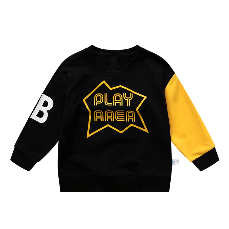 宝贝巴迪童装19秋款新品男童宝宝时尚拼色T恤上衣883111