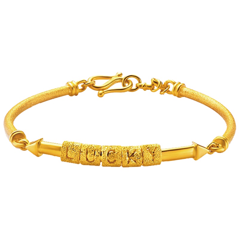 周大福婚嫁Lucky光沙足金黄金手镯计价（工费208）F1489