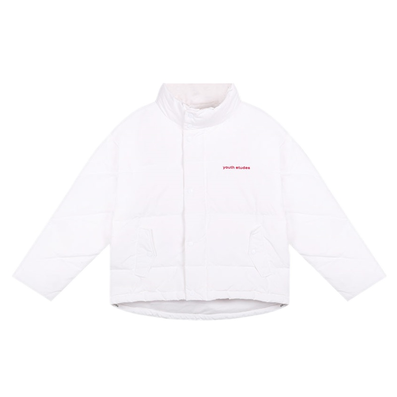 白色立领棒球羽绒服女2019新款冬季宽松短款学生上衣保暖外套