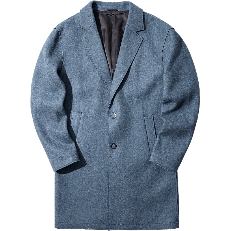 黑鲸 HLAJEANS平驳领针织呢大衣男冬款单排扣大衣外套男CWDAJ48015A