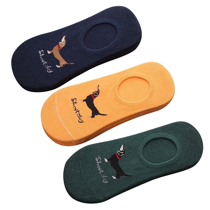 【顺丰配送】7双 袜子男船袜春夏季运动短袜浅口低帮男袜硅胶防滑防掉跟卡通隐形袜潮 男士船袜（猎狗款）7双