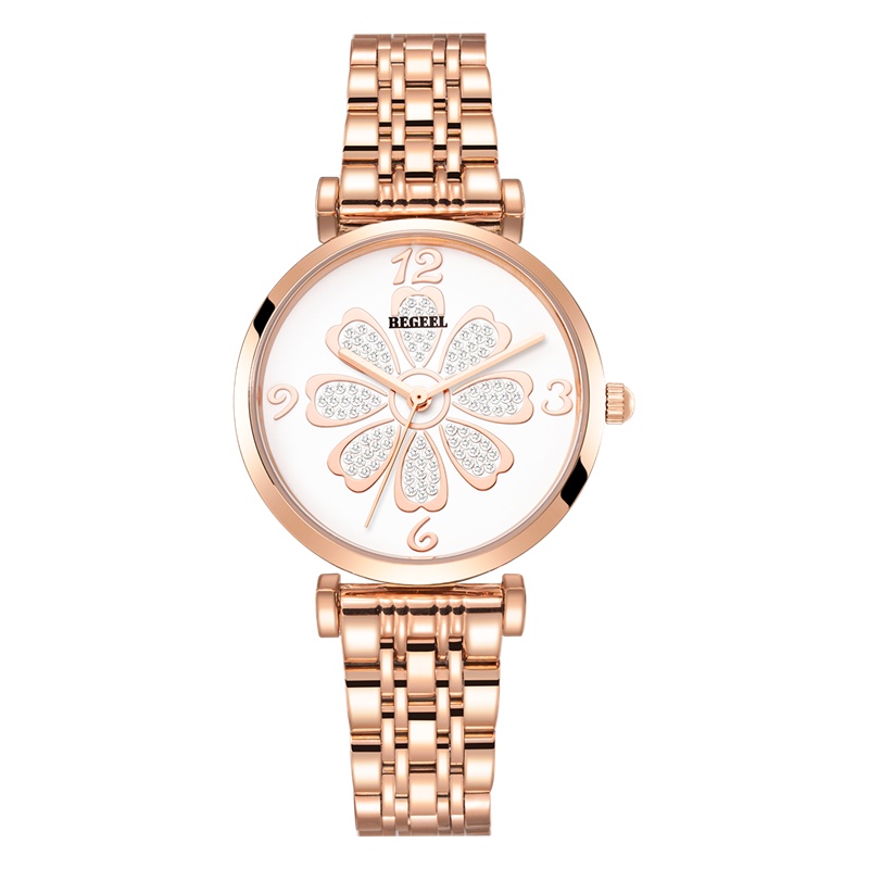 宾爵（BEGEEL）手表花漾时光时尚百搭石英玫瑰金钢带正品女士腕表B9130L