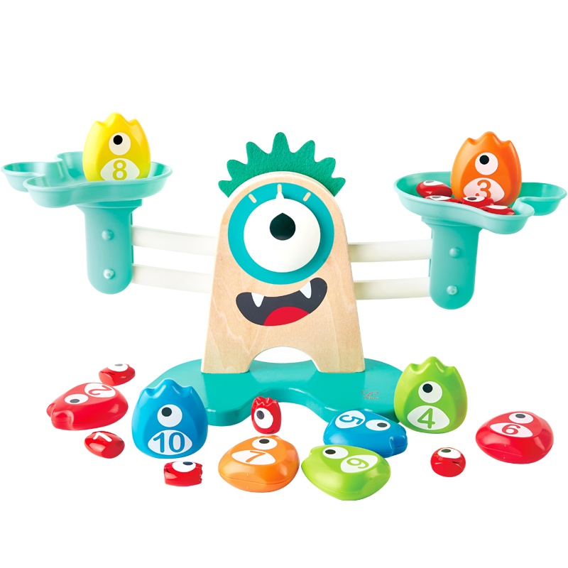 Hape大眼怪数字天平3-6岁加减数字认知天秤早教亲子互动天秤stem玩具男孩女孩小孩幼儿园礼物益智附赠收纳袋