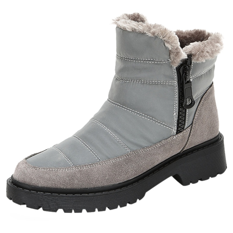 达芙妮冬新款拼接休闲加厚保暖舒适女雪地靴短靴