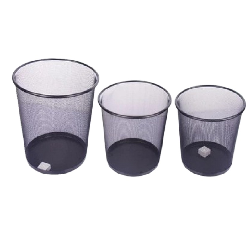 铁网垃圾桶阿斯卡利(ASCARI)防锈家用金属垃圾篓加厚铁丝网废纸篓无盖卫生间垃圾桶 银色大号