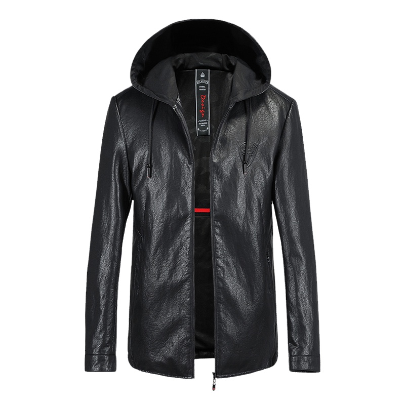 Artsdon/阿仕顿男装夹克秋冬款连帽领时尚皮衣夹克外套男