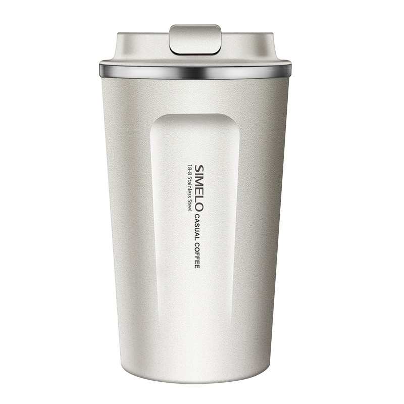 SIMELO(施美乐)印象京都系列车载随行水杯304不锈钢保温咖啡杯510ML(l蓝山白)