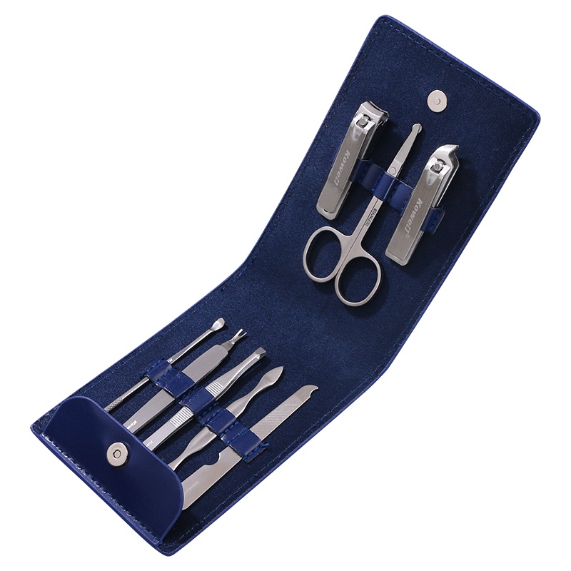 韩国进口指甲刀套装 KD800宝蓝色 指甲剪平口指甲钳