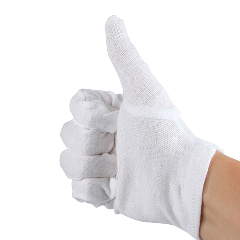 冰禹 SNll-108 白手套 礼仪棉布手套 纱线作业接待工作手套 文玩盘珠白手套 12双装 厚款S码(小学生用)