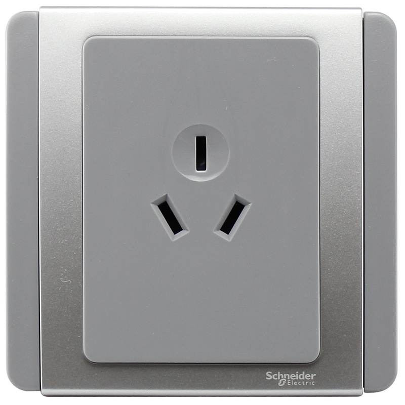 施耐德电气（Schneider Electric）电源插座86型 三极三孔 插座面板 10A E3000都会 银灰