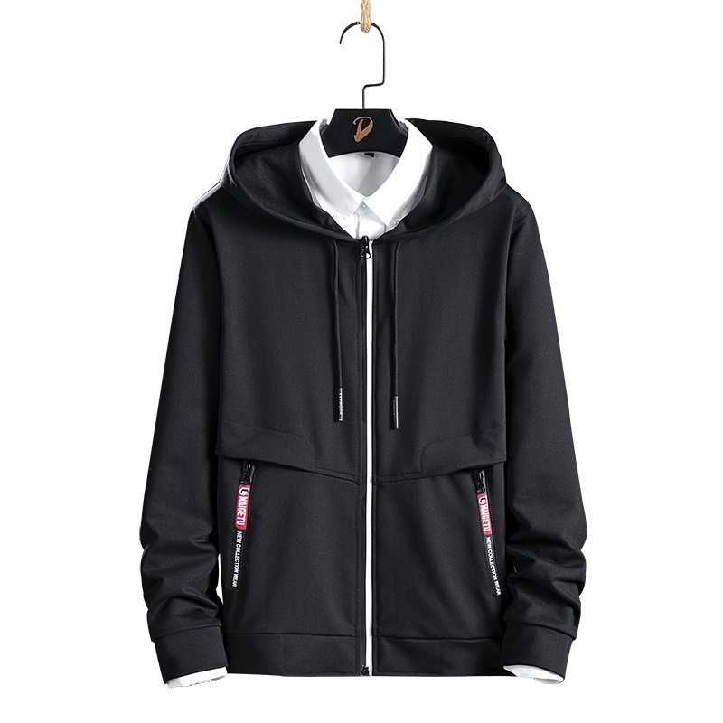 俞兆林(YUZHAOLIN)连帽卫衣男潮春秋季韩版宽松青年运动休闲开衫外套男