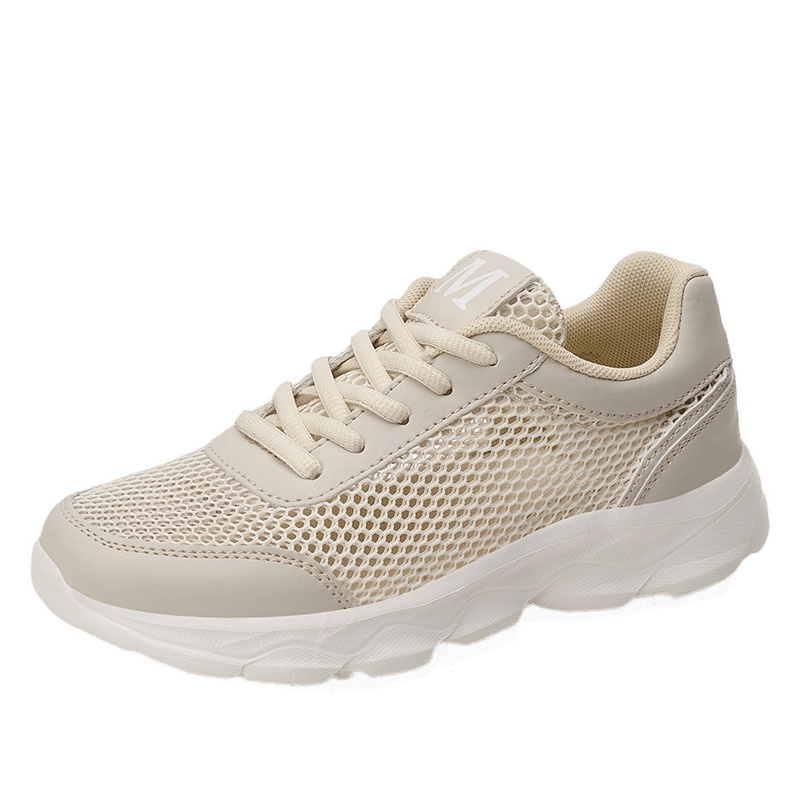 朴尼斯(Pounise)小白鞋女2019夏款镂空透气网面鞋平底休闲时尚妈妈运动鞋旅游鞋子 JJ59-916