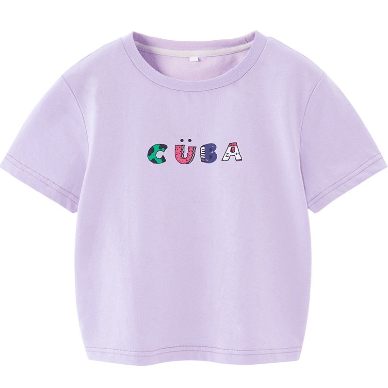 minipeace太平鸟男童女童夏装多色T恤字母胶印圆领短袖宝宝打底衫