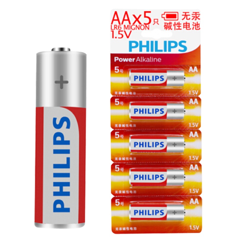 飞利浦5号碱性电池LR6P5BT/93(5粒卡装)