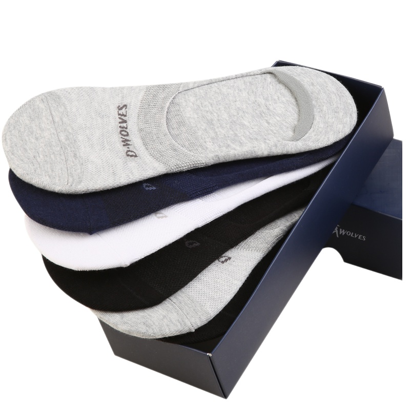 与狼共舞袜子 夏季休闲隐形船袜 六双盒装