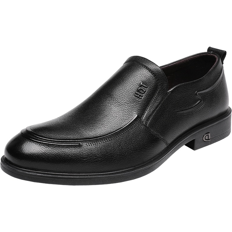 红蜻蜓男鞋2020秋季新款真皮套脚软皮中老年爸爸鞋商务休闲皮鞋男