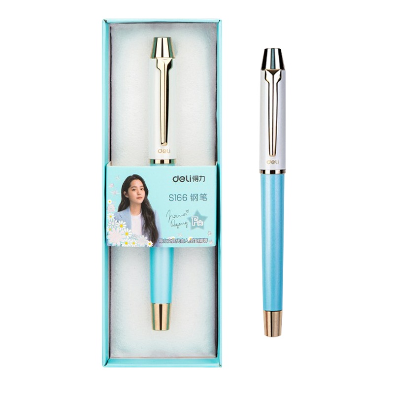 得力(deli)S166钢笔联名款 时尚F尖/明尖钢笔 墨水笔初中生学生专用可擦换替换墨囊