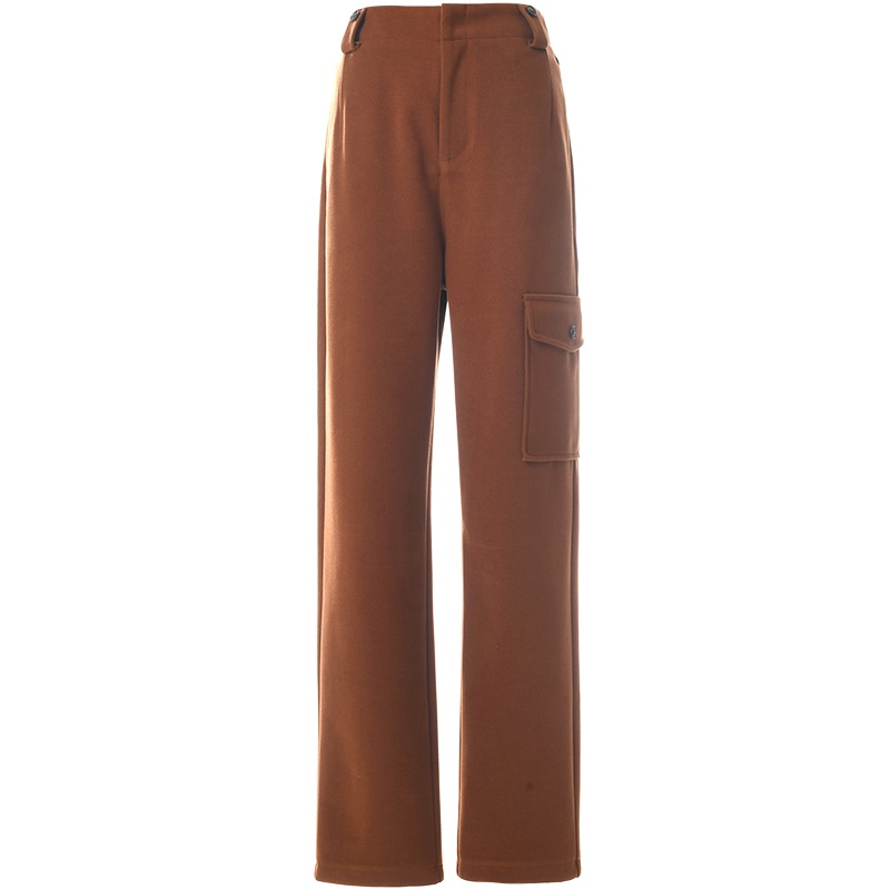 欧昵雪秋冬时尚通勤高腰显瘦烟筒裤女休闲直筒毛呢哈伦裤