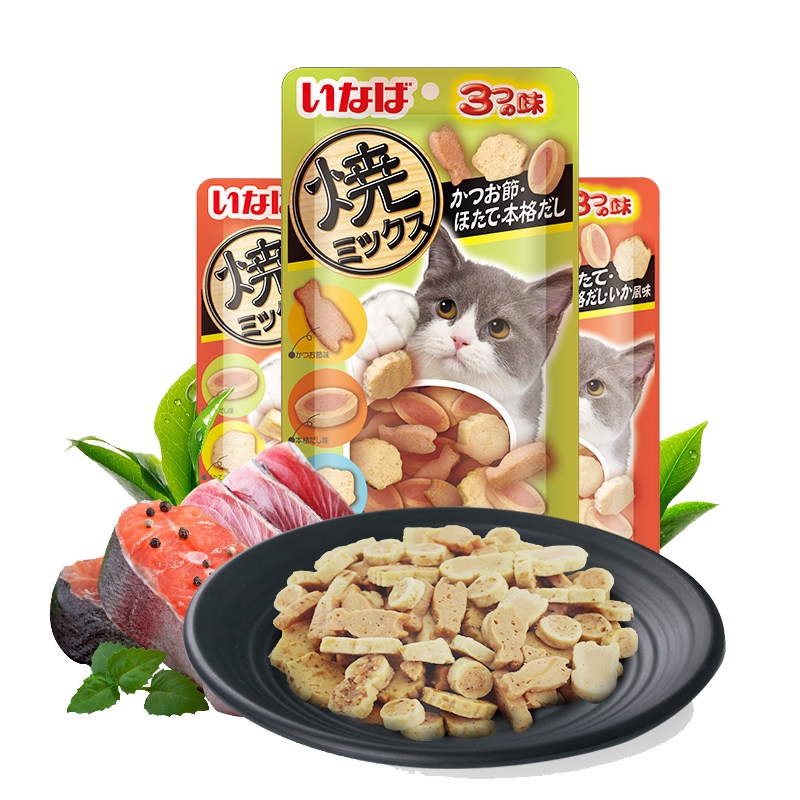 伊纳宝妙好猫零食烤鸡肉卷宠物猫咪磨牙零食冻干猫粮 鱼鲜汤味30g 8袋
