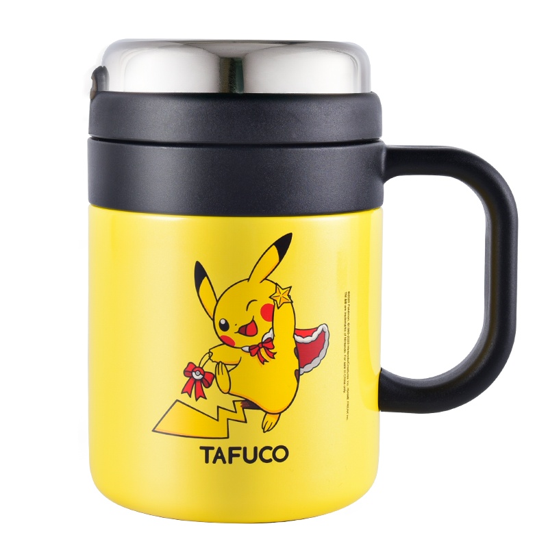 日本泰福高(TAFUCO)宝可梦皮卡丘&泰迪珍藏 316不锈钢大容量保温马克杯 成人儿童杯子手柄杯 带茶隔水杯