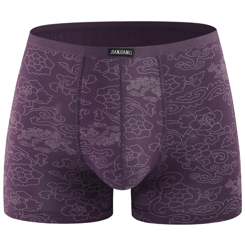 健将JIANJIANG男士平角内裤祥云印花潮流四角短裤衩头3条装