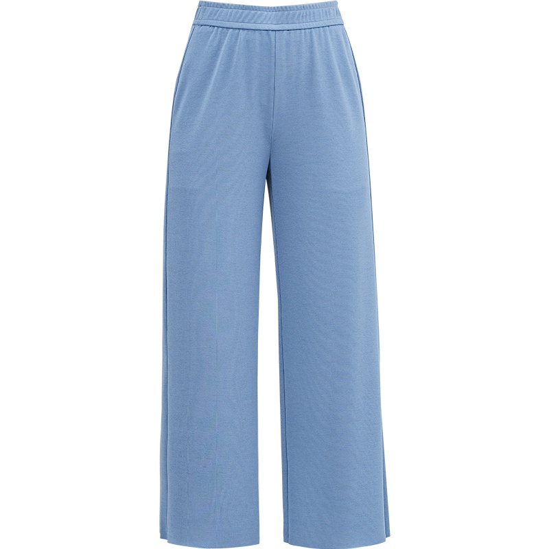 娅丽达女裤2019夏季新款雪纺阔腿裤女高腰休闲垂感薄款九分裤子I2028