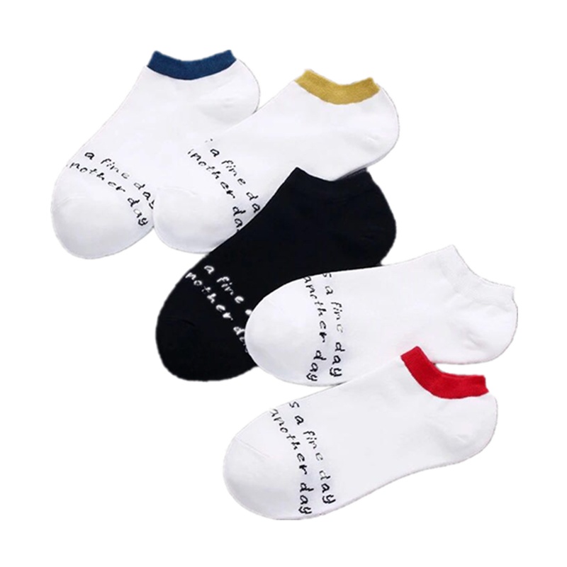 5双袜子男女同款船袜男短袜隐形袜潮袜男袜女袜男船袜棉质吸汗运动袜子男士袜子