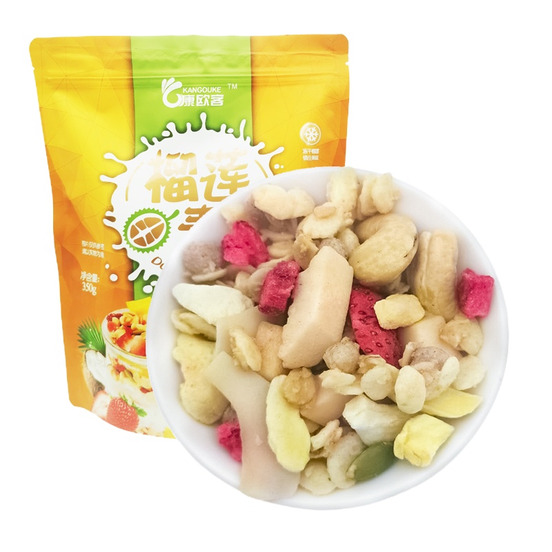 榴莲麦片大果粒350克/袋 满满的榴莲味道