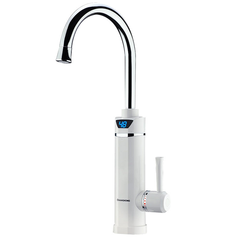 长虹电热水龙头家用速热即热小厨宝厨房卫生间下进水自来水热冷热两用智能数显CKR-B5白色漏保插