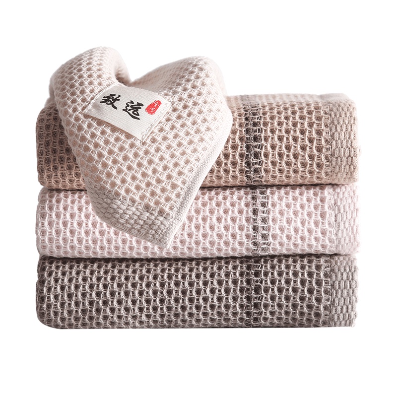 金号纱布毛巾纯棉成人柔软吸水 洗脸家用中空纱毛巾3条装70*33cm
